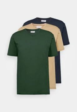 Pier One 3 Pack - T-Shirts - Khaki/Tan/Dark Blue -Pier One 0c35076ff08749278d2b17df3e7e328f