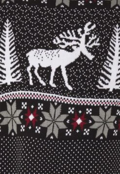 Pier One Wintery Christmas Jumper- Strikkegenser - Black -Pier One 19b4f5f8cc11462394392012199e9096