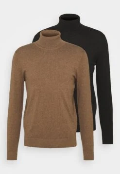 Pier One 2 Pack - Basic Turtleneck - Strikkegenser - Black/Mottled Brown -Pier One 3122488e084f414d9b220d1f3fd8aecc
