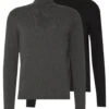 Pier One 2 Pack - Basic Turtleneck - Strikkegenser - Black/Mottled Dark Grey -Pier One 564ded1d5c3c4890971ea33fb300ac4a