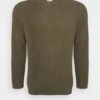 Pier One Big Stitch Mix Crewneck - Strikkegenser - Olive -Pier One 74b2248742944cc6a34834479528dd93