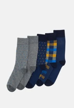 Pier One 5 Pack - Sokker - Yellow/Dark Blue/Grey