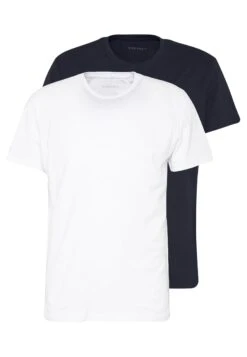 Pier One 2 Pack - T-Shirts - White/Dark Blue