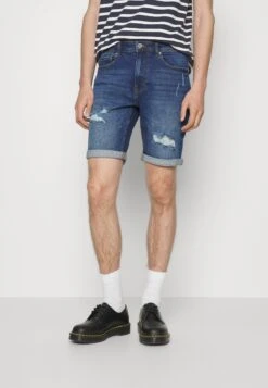 Pier One Jeansshorts - Dark Blue Denim