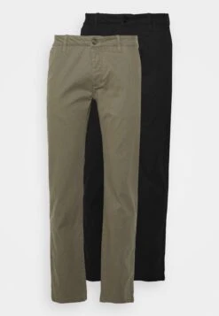 Pier One 2 Pack - Chinos - Black/Olive -Pier One ebd10bb4afeb44f4b1e16c8a062cc5c1